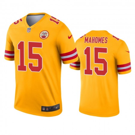 Camiseta Hombre NFL Kansas City Chiefs Patrick Mahomes 15 Gold Inverted Legend
